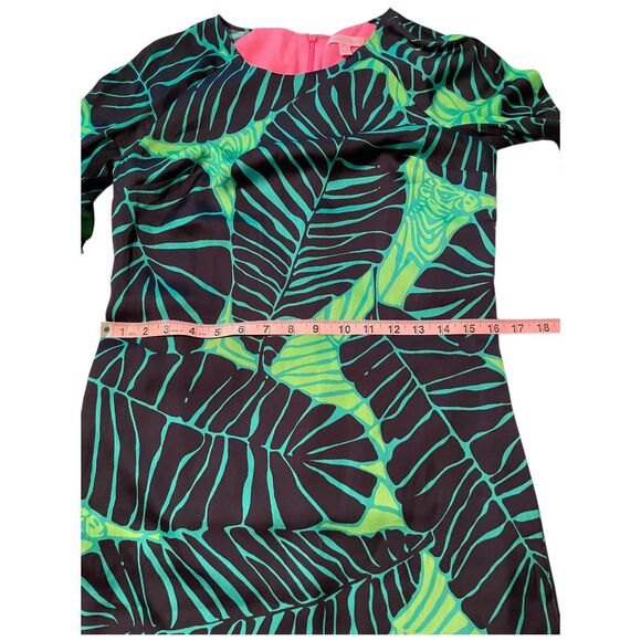 Lilly Pulitzer Carol Shift Dress 3/4 Sleeve Under the Palms Green Navy Print 0 - Picture 8 of 15